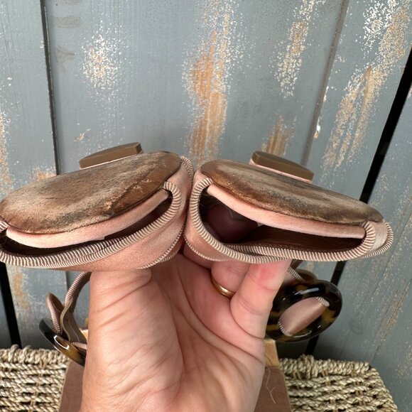 Tabitha Simmons For Johanna Ortiz Reyner Buckled Satin Block Heel Rose Sz 7 1/2 - Picture 16 of 16